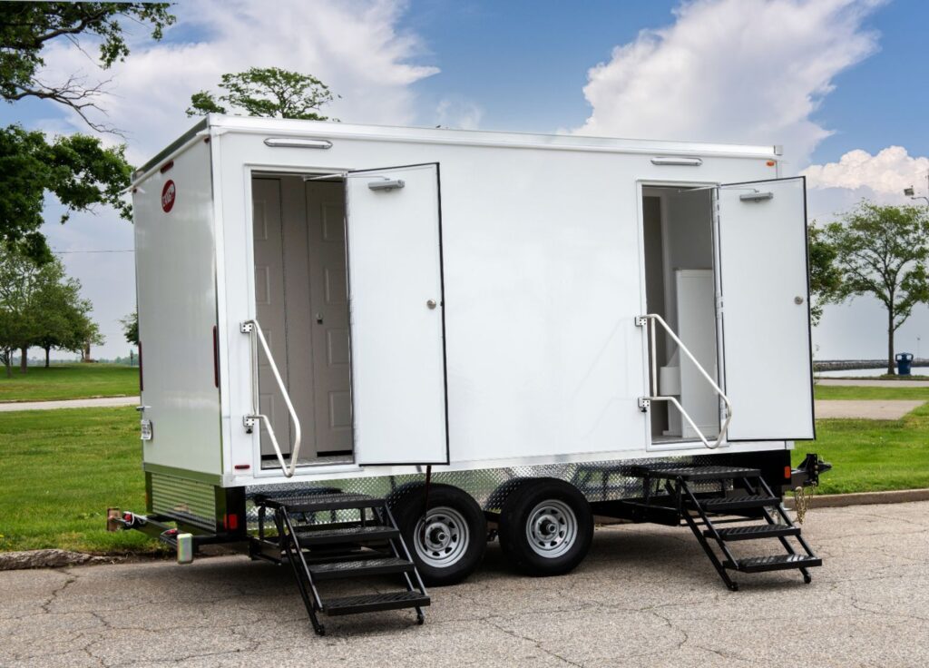 Barnyard Rentals luxury restroom trailer, exterior view